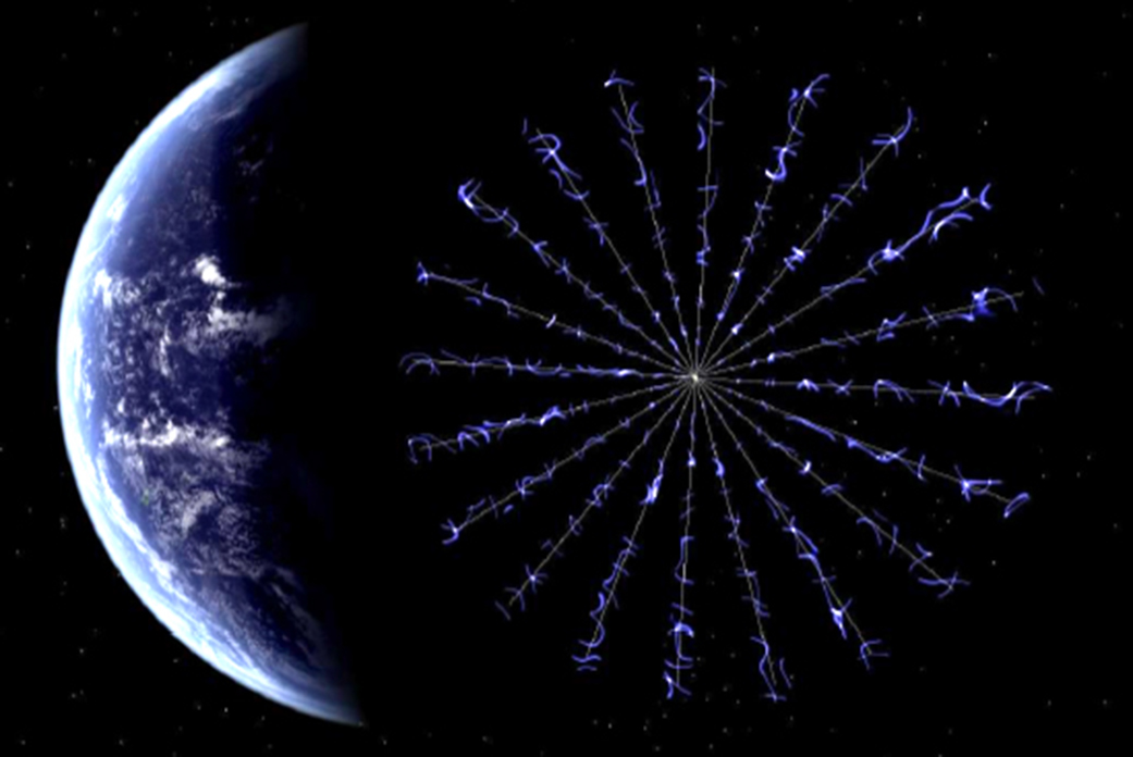 Artist's illustration of the Heliopause Electrostatic Rapid Transit System. 