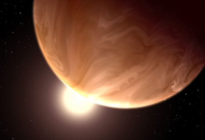 Artist's impression of JG436b, a hot Neptune located about 33 light years from Earth. The planet is still a puzzle, as are all hot Neptunes. Credit: Courtesy Space Telescope Science Institute