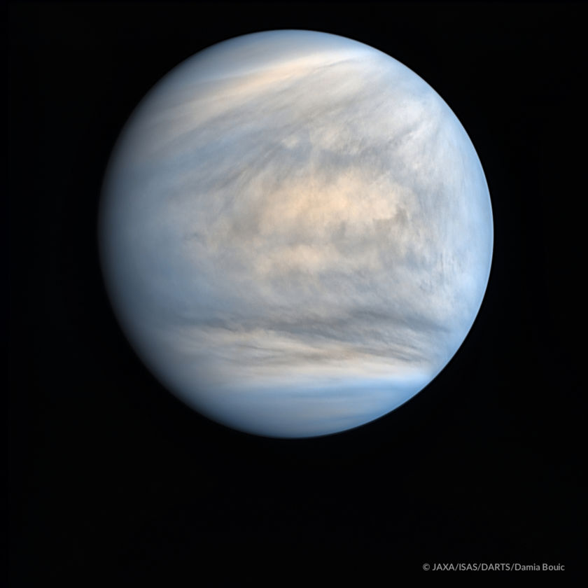 Venus in the ultraviolet courtesy of JAXA's Akatsuki spacecraft. The planet's thick atmosphere make it hard to observe. Credit: JAXA/Akatsuki/ISAS/DART