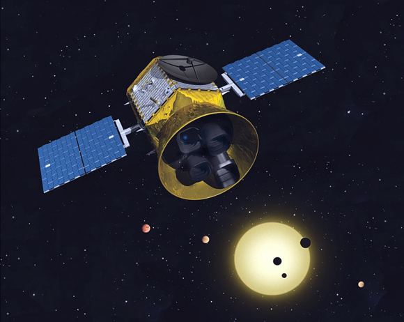 Artist Illustration of TESS and its 4 telescopes. Credit: NASA/MIT