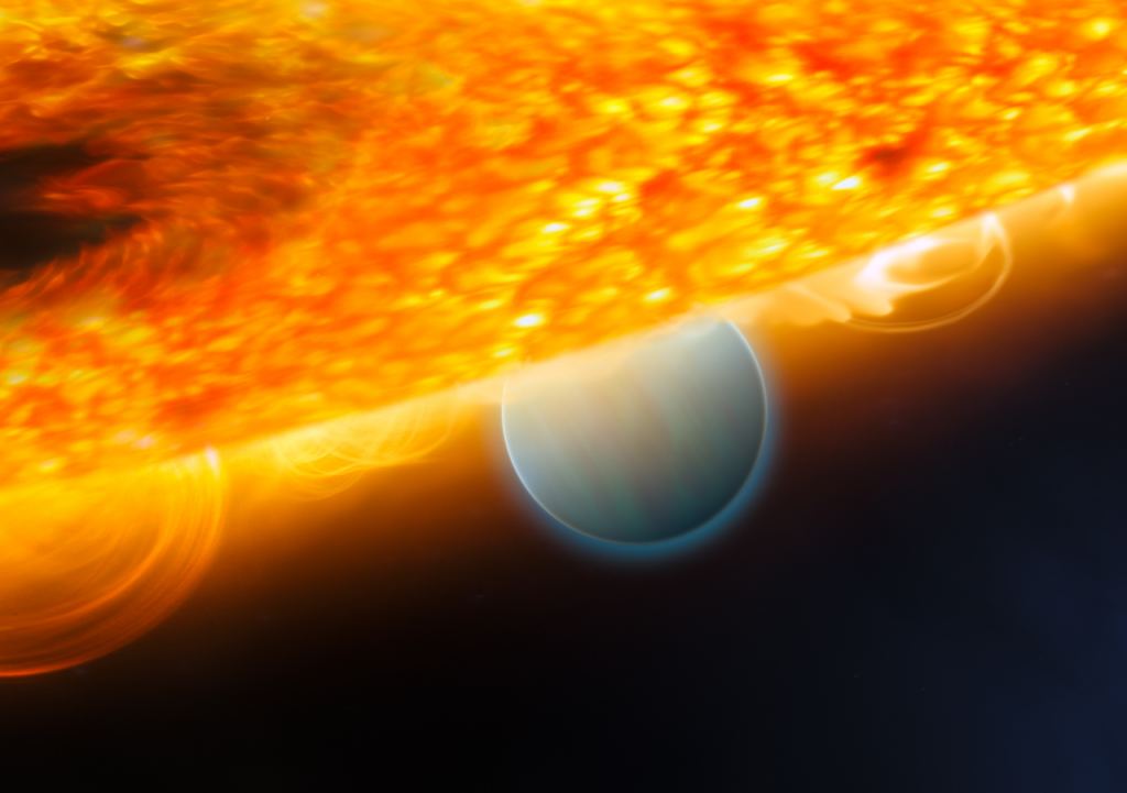 Data told us that a Jupiter-sized exoplanet was orbiting its star HD 189733, but it took an artist's illustration to bring it to life.  In this image, exoplanet HD 189733b is being eclipsed by its parent star.  Credits: ESA, NASA, M. Kornmesser (ESA/Hubble) and STScI.