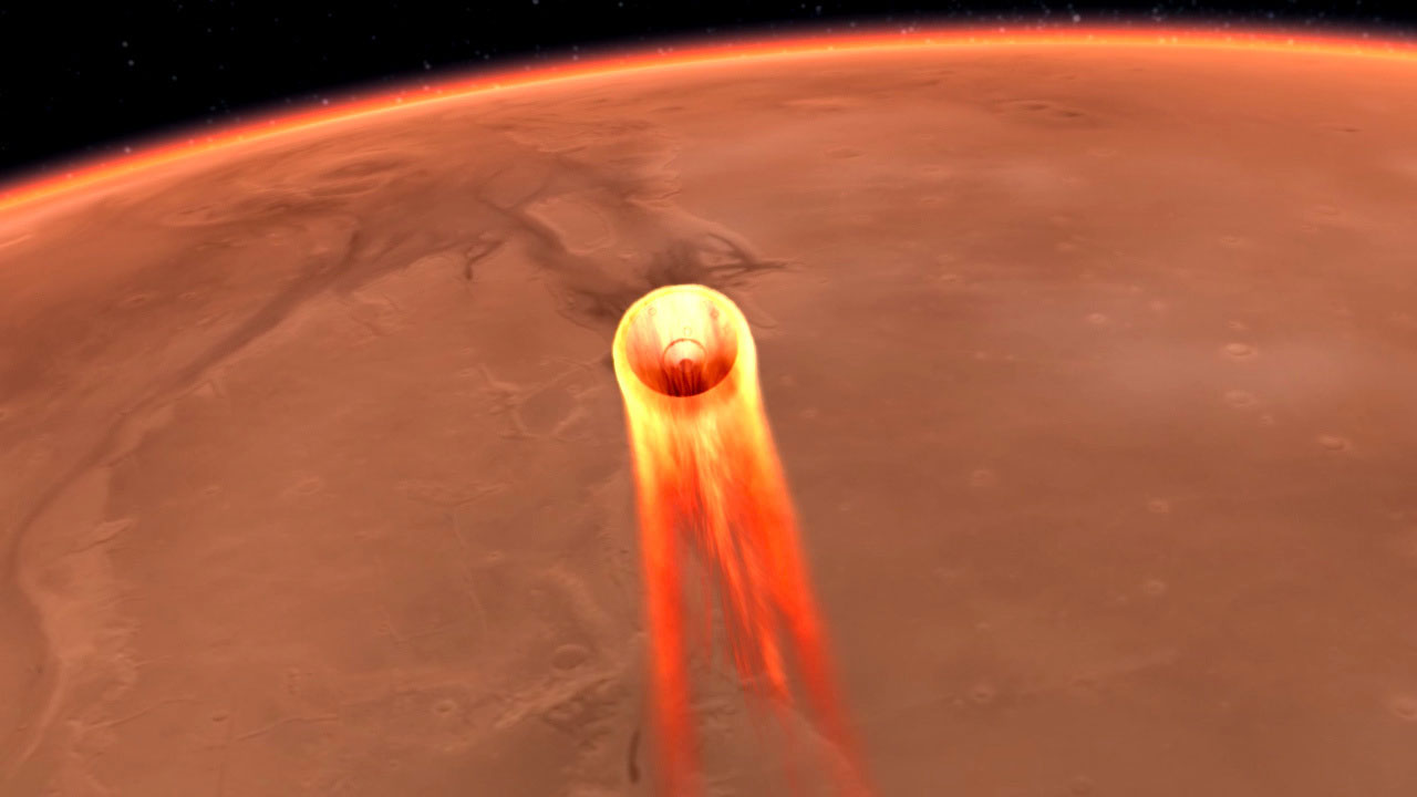 Artist's impression of the InSight Lander commencing its entry, descent and landing (EDL) phase to Mars. Credit: NASA