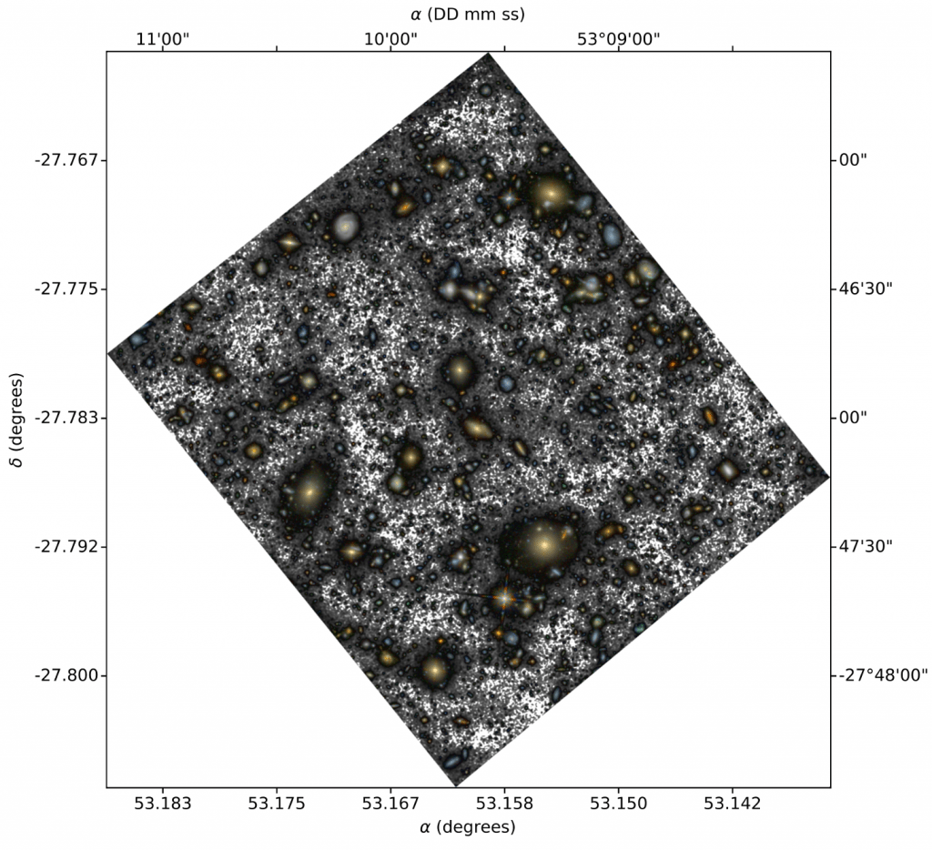 Mosaic image of the Hubble Ultra Deep Field, with "missing light" revealing additional stars and features. Credit: Borlaff (et al)/ABYSS/IAC
