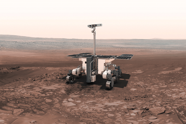 The ExoMars rover will drill into the Martian surface looking for signs of life. Illustration. Image Credit: ESA.