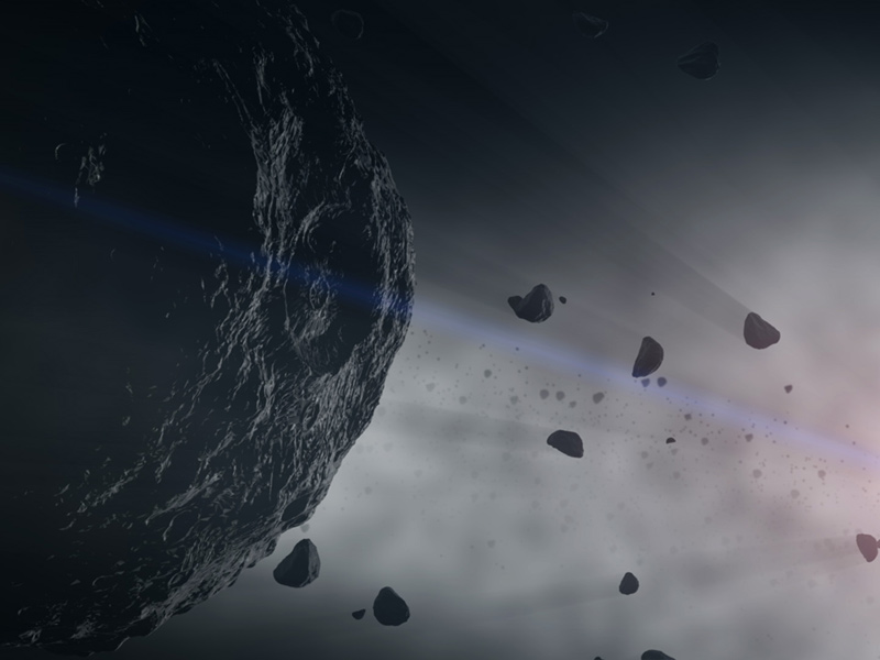 Asteroids represent building blocks of the solar system’s rocky planets. When they collide in the asteroid belt, they shed dust that scatters throughout the solar system, which scientists can study for clues to the early history of planets. (illustration)
Credits: NASA's Goddard Space Flight Center Conceptual Image Lab