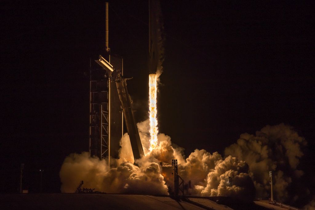 SpaceX's powerful Falcon 9 engines sending the Crew Dragon on its way to the ISS. Image Credit: Alex Brock.