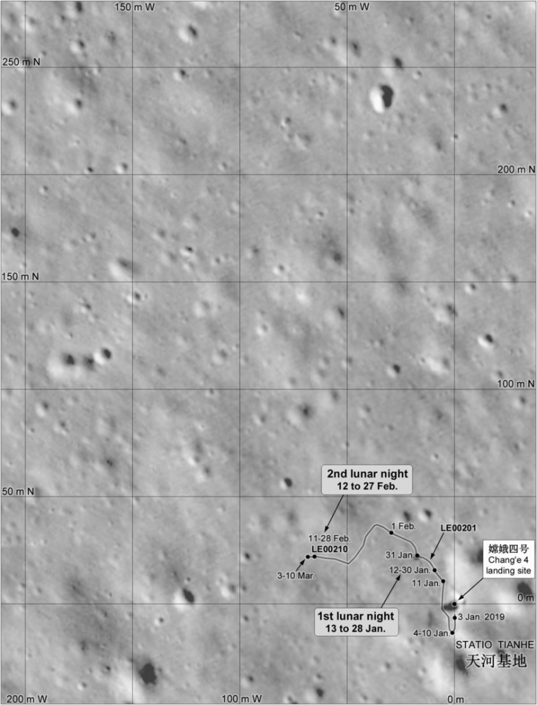 Yutu-2's path on the Lunar surface. Image Credit: Phil Stooke/The Planetary Society.