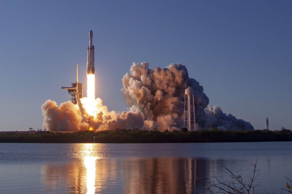 The first commercial launch (and second successful launch) of the SpaceX Falcon Heavy. 