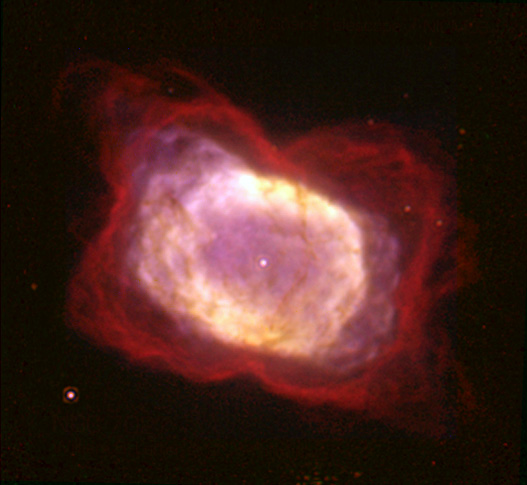 NGC 7027, the young, dense planetary nebula where scientists spotted the elusive helium hydride, the "first molecule." NGC 7027 is about 3,000 light years away in the constellation Cygnus. Image Credit: By William B. Latter (SIRTF Science Center/Caltech) and NASA - http://hubblesite.org/newscenter/archive/releases/1998/11/image/d/, Public Domain, https://commons.wikimedia.org/w/index.php?curid=1583869
