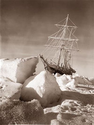 The Endurance stuck in pack ice in the Antarctic. Image Credit: By From Royal Geographical Society., PD-US, https://en.wikipedia.org/w/index.php?curid=3102998