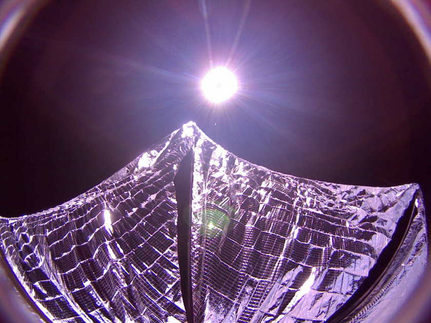 LightSail 1 took this selfie with its solar sails deployed in June 2015. Image Credit: The Planetary Society.