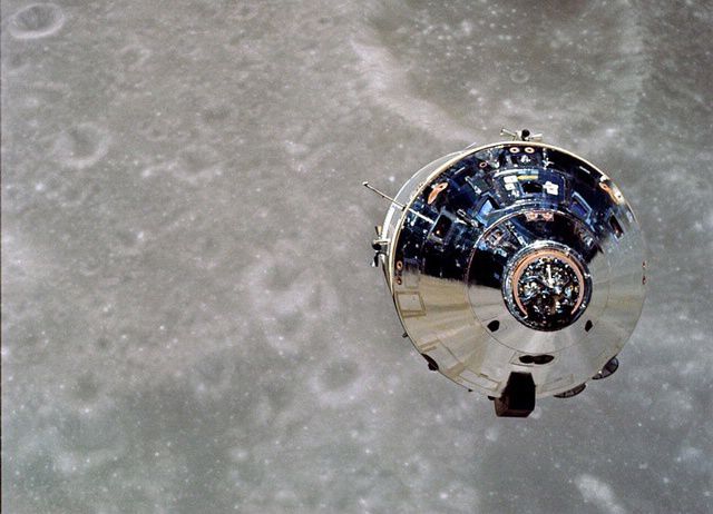 The Apollo 10 command module was named "Charlie Brown." This image shows Charlie Brown, as seen from the Snoopy lunar lander. Image Credit: NASA.