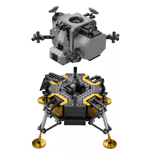 The ascent and descent modules separate from each other. Image Credit: LEGO