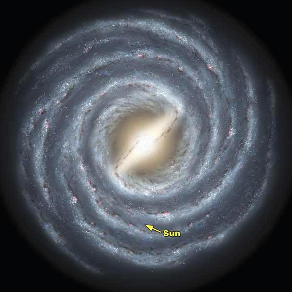An artist's impression of the large bar at the center of the Milky Way. Image Credit: NASA/JPL-Caltech/R Hurt, SSC/Caltech