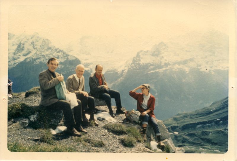 Vera Rubin with John Baldwin, Jan Oort, and husband Bob Rubin, in Switzerland in 1969. Image Credit:  Courtesy Carnegie Institution for Science Department of Terrestrial Magnetism Archives 