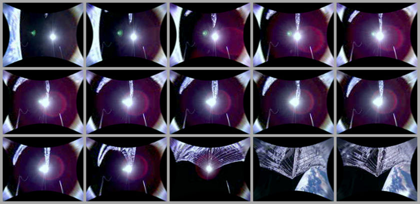 This sequence of thumbnails is from camera 1 on the LightSail 2 spacecraft. The first 13 images were taken 10 seconds apart, the final ones 30 seconds apart. Image Credit: The Planetary Society. 