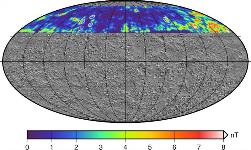 The authors of the paper focuses on five impact craters under MESSENGER's descent trajectory. They're circled in white in this image. Image Credit: AGU