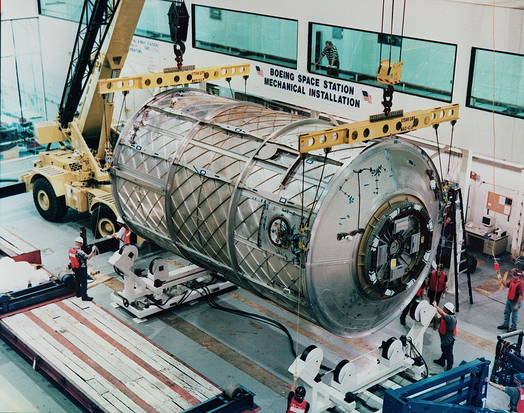 Construction of the ISS habitation module. Credit: NASA