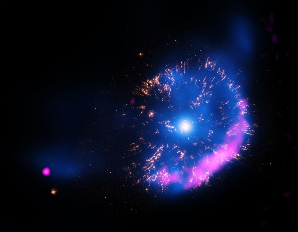 The nova remnant of GK Persei, a binary white dwarf that went nova in 1901. Image Credit: By X-ray: NASA/CXC/RIKEN/D.Takei et al; Optical: NASA/STScI; Radio: NRAO/VLA - http://www.nasa.gov/sites/default/files/thumbnails/image/gkper.jpg, Public Domain, https://commons.wikimedia.org/w/index.php?curid=38979121