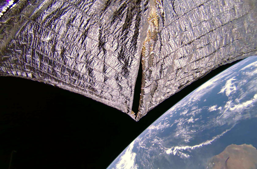This image of the LightSail 2's solar sail shows the southern tip of Madagascar. Image Credit: The Planetary Society