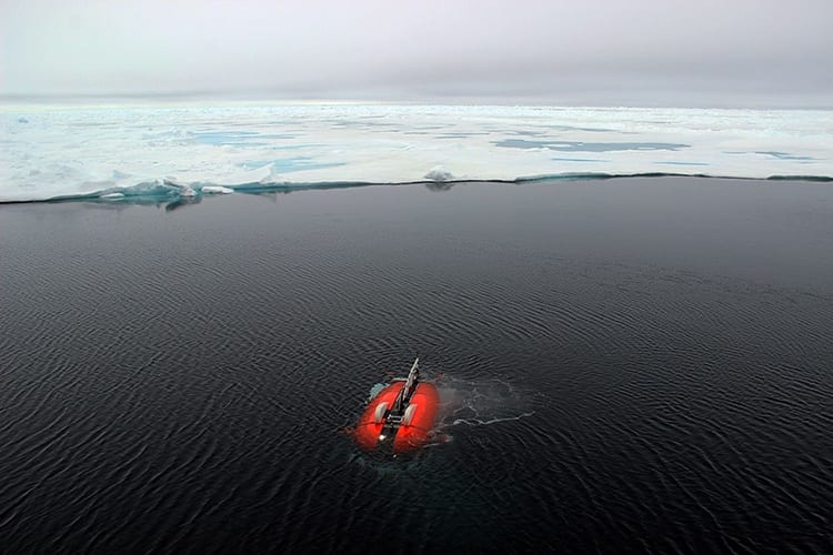 NEI has been under development for several years. Here it is in the Arctic in 2014. Scientists used it to study the rapidly warming Arctic. During these operations, it was controlled remotely via a fiber-optic tether. Image Credit: Chris German, Woods Hole Oceanographic Institution 