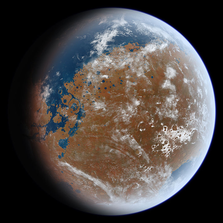 The Mars Ocean Hypothesis says the planet once had an ocean occupying the Northern Hemisphere. Image Credit: By Ittiz - Own work, CC BY-SA 3.0, https://commons.wikimedia.org/w/index.php?curid=7861829
