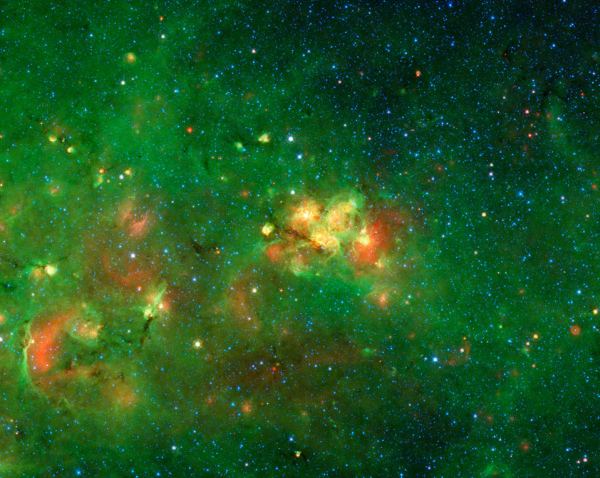 If astronomy had its own Academy Awards, then this part of the Milky Way would have been the Favorite Nebula pick for 2011. Competing against 12,263 other slices of the sky, this got more votes from the 35,000 volunteers searching for cosmic bubbles than any other location. Image Credit: NASA/JPL