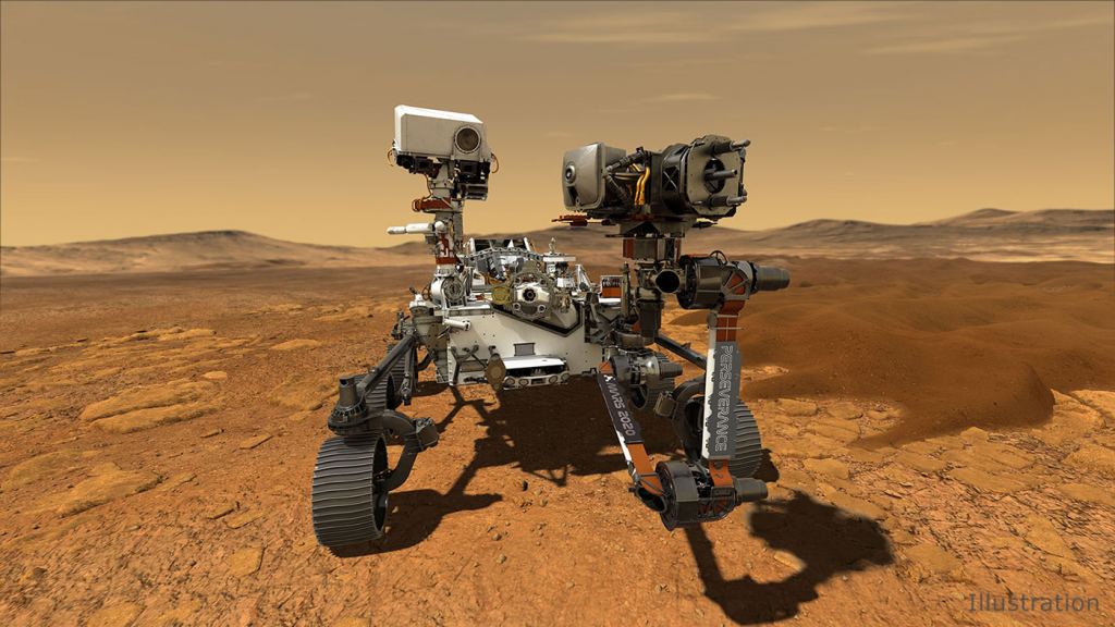 Artist's impression of the Perseverance rover on Mars. Credit: NASA-JPL