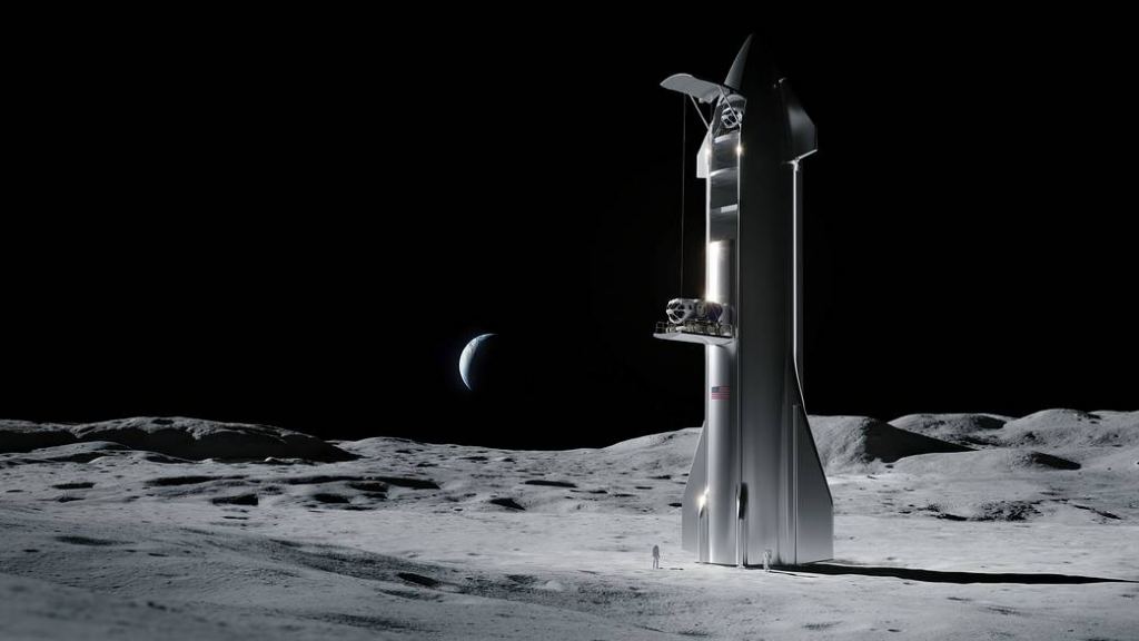 An illustration of the SpaceX lunar lander concept. Image Credit: SpaceX