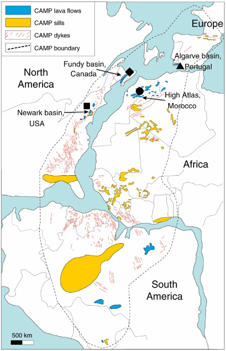  The black symbols indicate the provenance of the studied samples: triangle for Portugal, circle for Morocco, square for New Jersey, USA, and diamond for Nova Scotia, Canada. Image Credit: Capriolo et al 2020. 