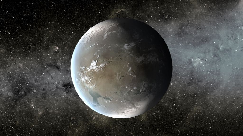 This is an artist's illustration of Kepler 62f, a super-Earth in the habitable zone of a star about 1200 light years away. We're getting good at finding exoplanets, but the next step is to characterize their atmospheres. Maybe some of them are like Proterozoic Earth. Image Credit: NASA Ames/JPL-Caltech/T. Pyle