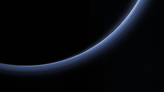 Pluto's hazy blue atmosphere, as seen by the New Horizons spacecraft. Image Credit: NASA/JHUAPL/SwRI
