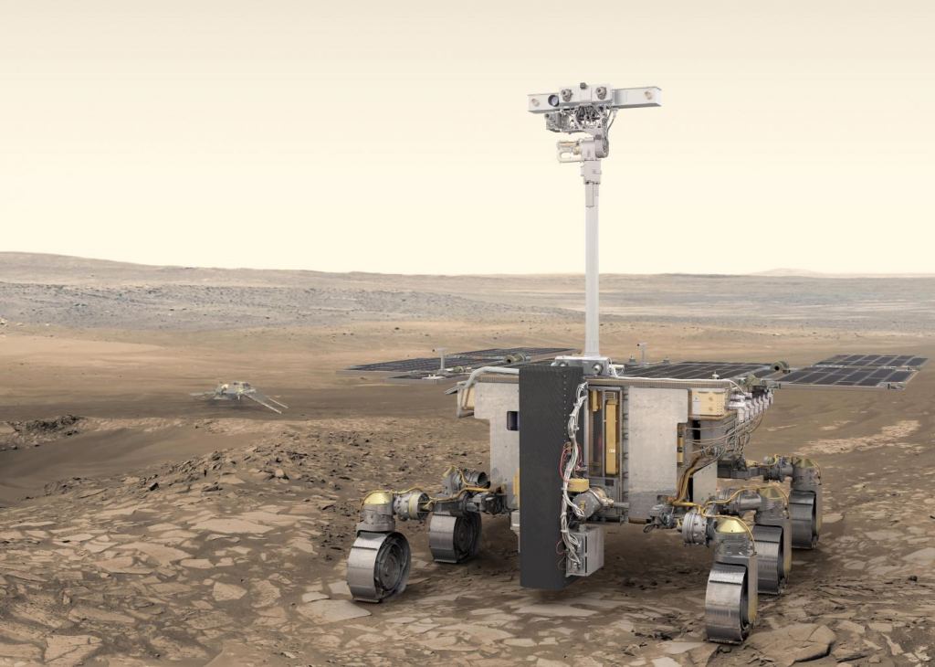 This is an artist's illustration of the ExoMars/Rosalind Franklin rover on Mars. Image Credit: ESA/ATG medialab