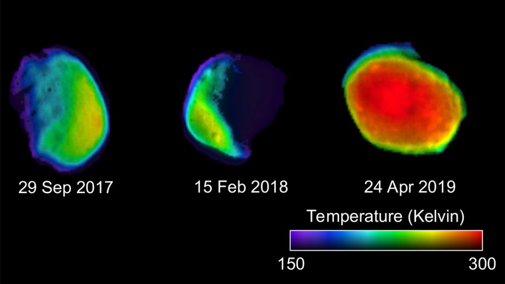 These three earlier images were combined with the new ones to give a picture of Phobos when waxing, waning, and full. Image Credit: NASA/JPL-Caltech/ASU/SSI