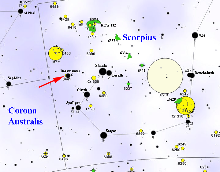A sky map showing the location of NGC 6441. Image Credit: Roberto Mura / CC BY-SA (https://creativecommons.org/licenses/by-sa/3.0) 