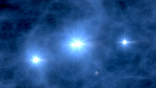 An artist's illustration of the Universe's first stars, called Population 3 stars. Pop 3 stars would have been much more massive than most stars today, and would have burned hot and blue. Their lifetimes would've been much shorter than stars like our Sun. There metallicity is also much lower than younger stars. Image Credit: Public Domain, https://commons.wikimedia.org/w/index.php?curid=1582286
