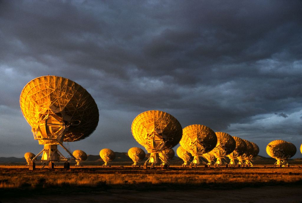 Image showing the satellite dishes of the Very Large Array, which collected some of the data for the composite image.