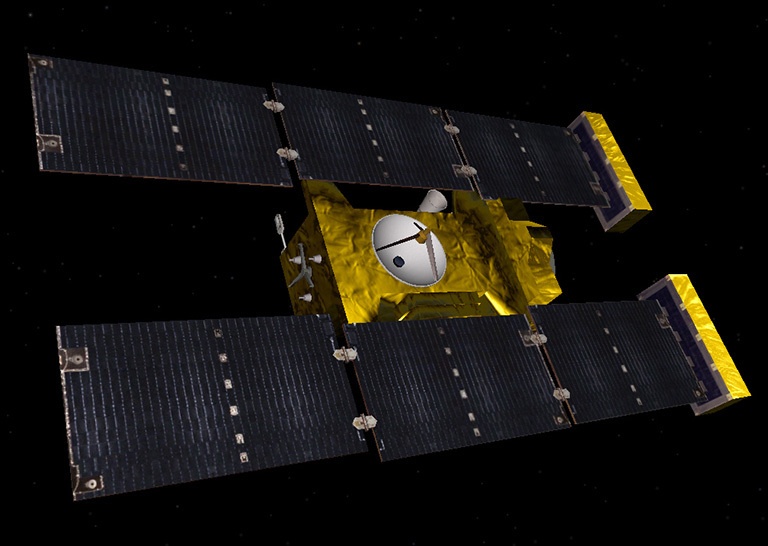 Image showing an artist's rendering of the Stardust mission that returned samples of a comet to Earth in the late 1990s.