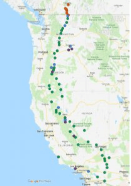 Each of RECON's 64 sites has a telescope and a video camera. They are all pointed towards the location of an upcoming occultation at the same time. Image Credit: RECON/Google Earth
