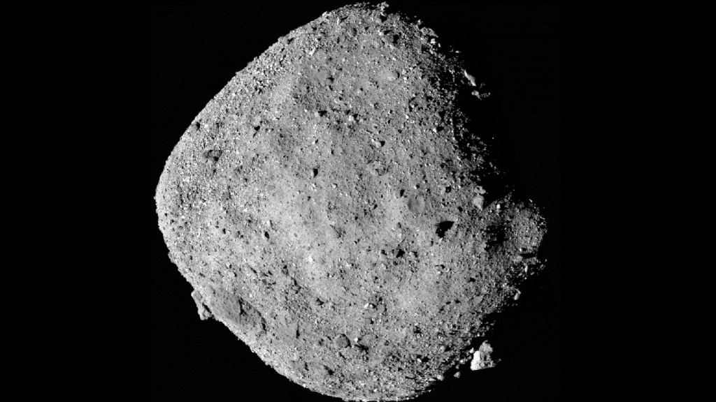 This mosaic image of asteroid Bennu is composed of 12 images collected on Dec. 2, 2018, by the OSIRIS-REx spacecraft's PolyCam instrument from a range of 15 miles (24 kilometers). Credit: NASA/Goddard/University of Arizona