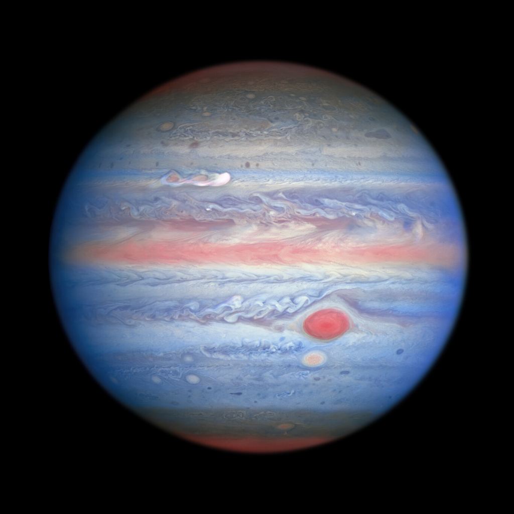 A multiwavelength observation in ultraviolet/visible/near-infrared light of Jupiter obtained by the NASA/ESA Hubble Space Telescope on 25 August 2020. Image Credit: NASA, ESA, A. Simon (Goddard Space Flight Center), and M. H. Wong (University of California, Berkeley) and the OPAL team.