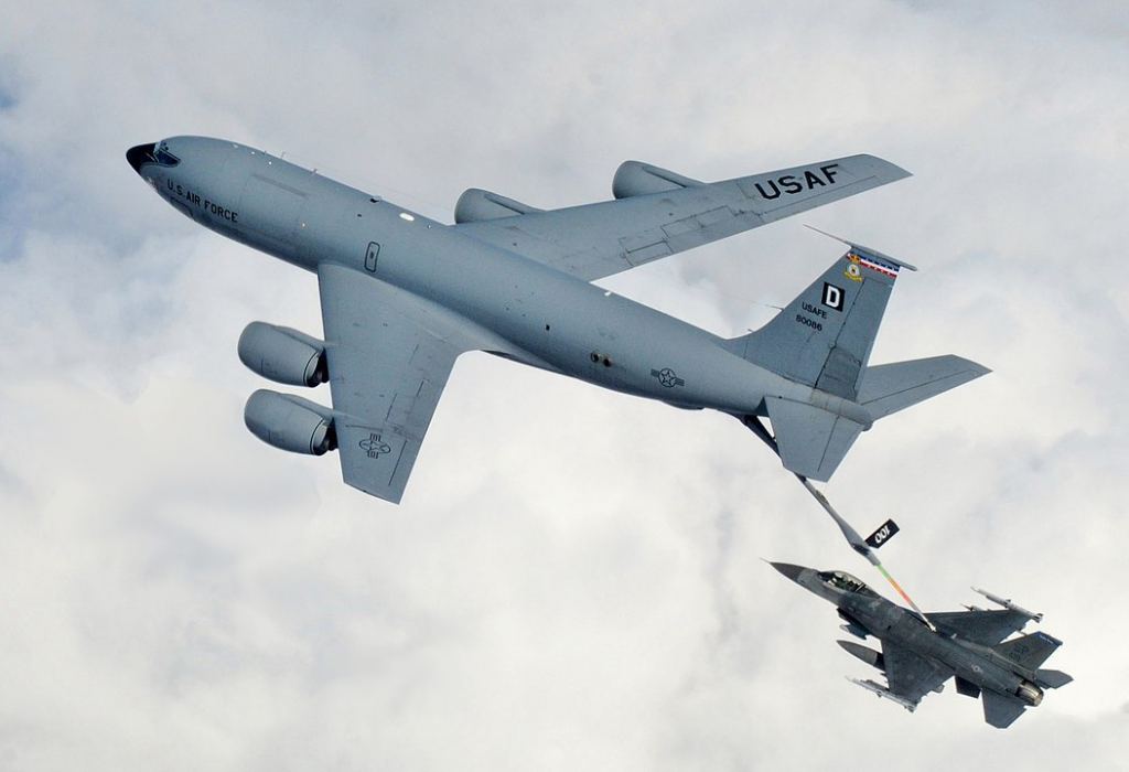 Space battles will likely be between satellites, and refueling will not be an option. In this image, an F-16 is refueling from a KC-135 Stratotanker. Image Credit: By U.S. Air Force - commons, Public Domain, https://commons.wikimedia.org/w/index.php?curid=88816208