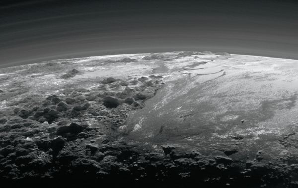 After its closest approach to Pluto, New Horizons looked back toward the planet and captured this near-sunset view of its rugged, icy mountains and flat ice plains. The smooth expanse of Sputnik Planitia (right) is flanked to the west (left) by rugged mountains up to 11,000 feet (3,500 m) high. Some want to send another mission to Pluto, this time an orbiter. Image Credit: NASA/JHUAPL/SwRI 