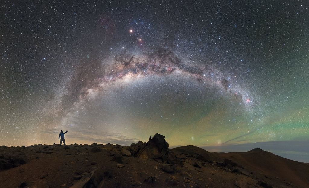 Standing beside the Milky Way. Drowning out the night sky with artificial light blocks us off from nature, and that's not good for humans. Credit: P. Horálek/ESO