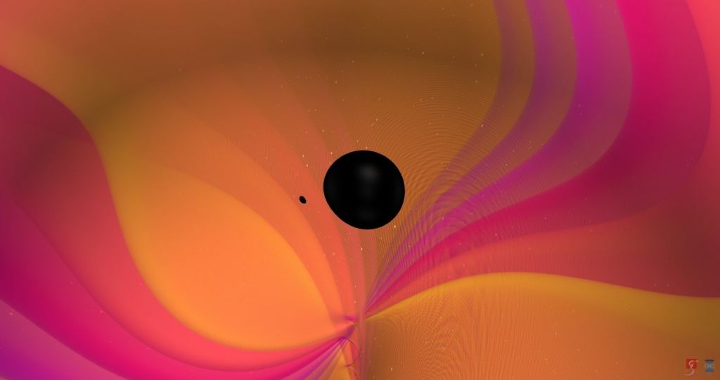 Visualization of the coalescence of two black holes that inspiral and merge, emitting gravitational waves. One black hole is 9.2 times more massive than the other and both objects are non-spinning. Image Credit: N. Fischer, S. Ossokine, H. Pfeiffer, A. Buonanno (Max Planck Institute for Gravitational Physics), Simulating eXtreme Spacetimes (SXS) Collaboration