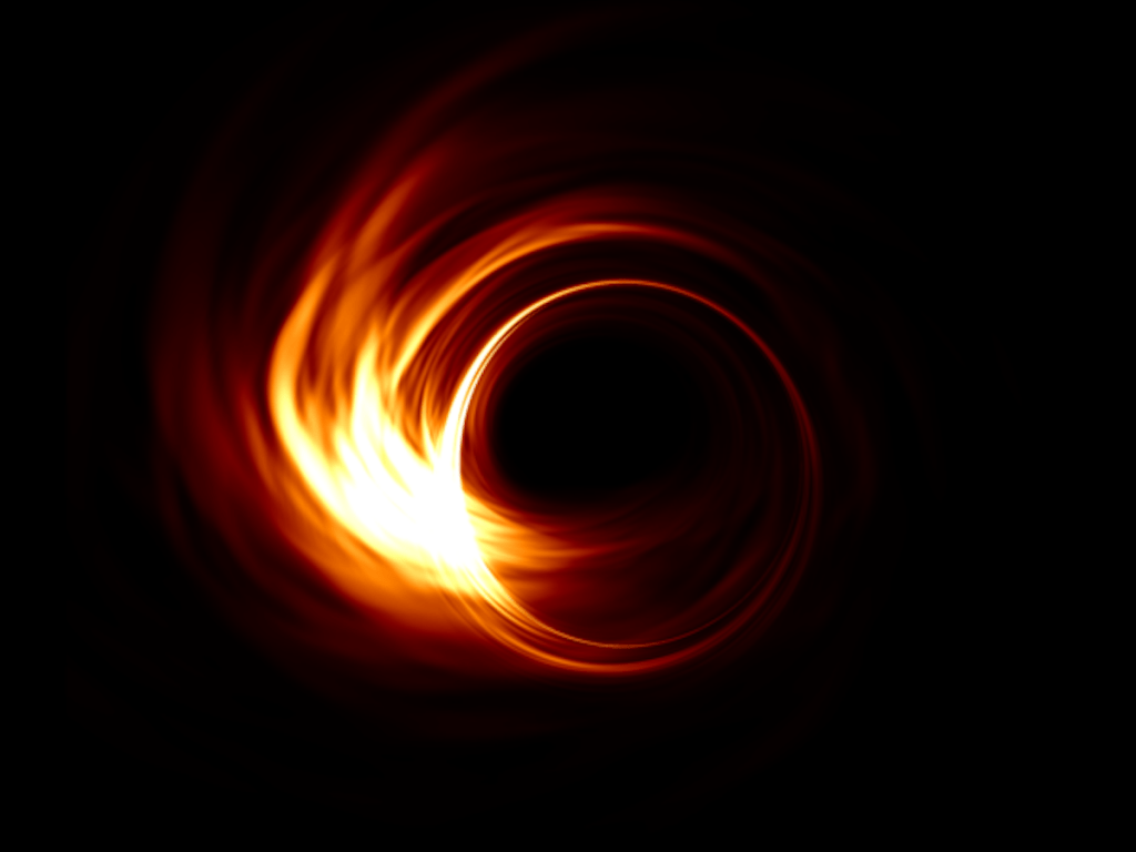 Computer simulation of plasma near a black hole. Credit: Hotaka Shiokawa / EHT