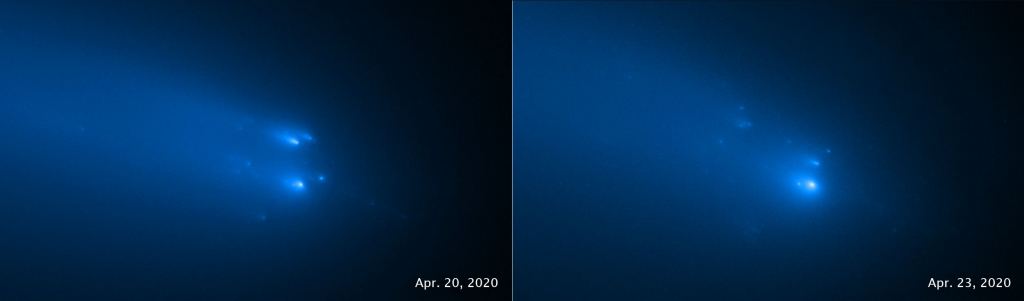 Image showing the disintegration of comet ATLAS.