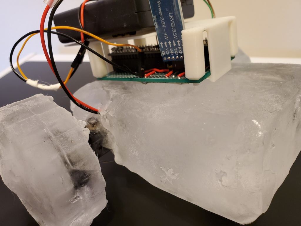 The IceBot is just a concept right now, with some structural parts made of ice. Image Credit: GRASP Lab.