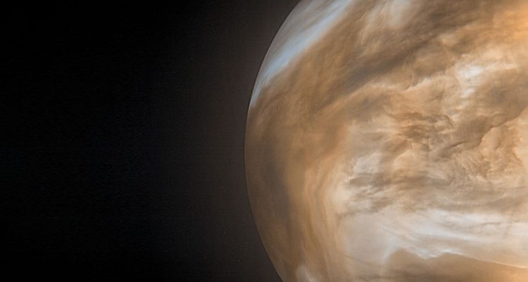 Image of Venus' atmosphere glowing in infrared.