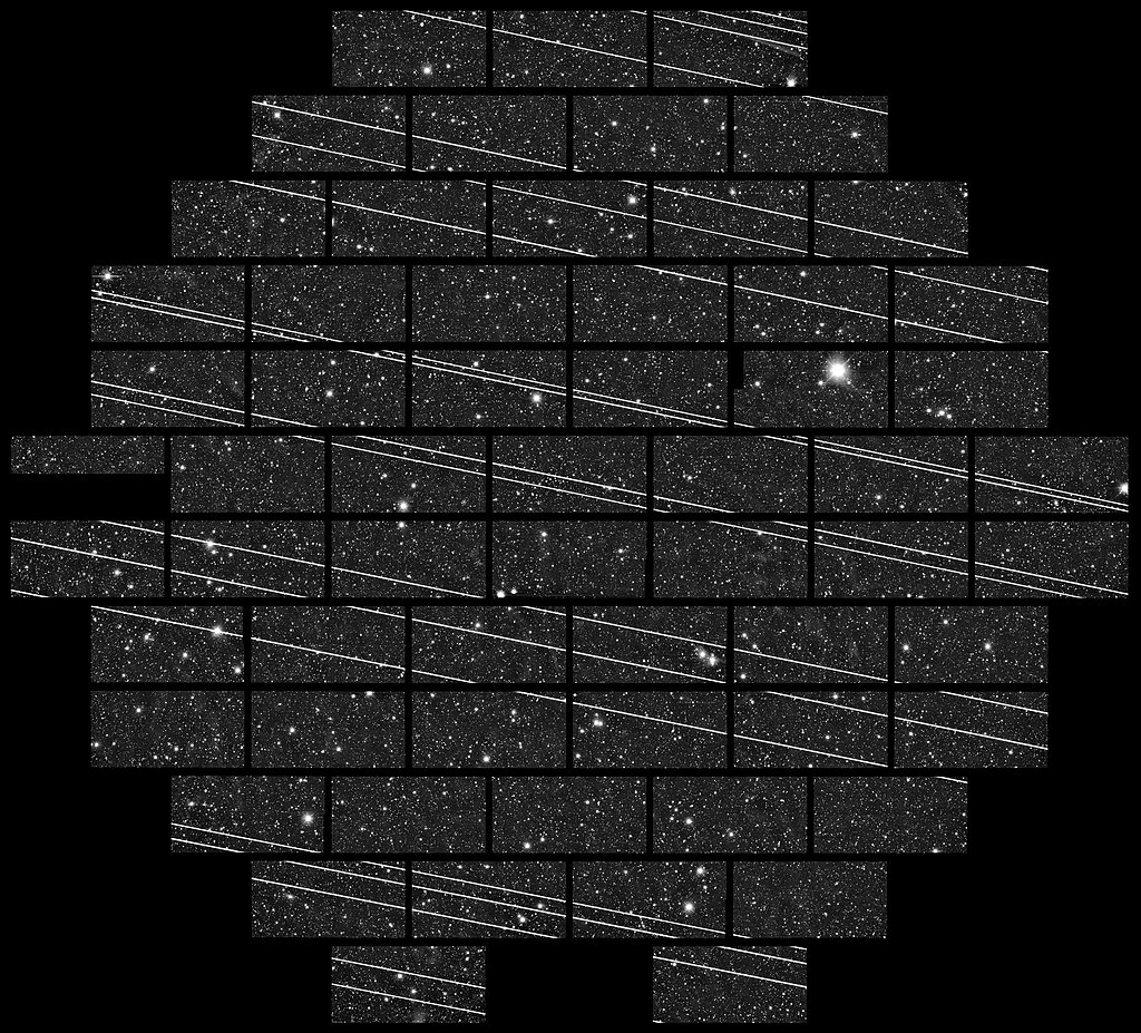 This sequence of Starlink streaks was obtained on the night of 12-13 November using the Cerro Tololo Inter-American Observatory (in Chile) all-sky camera. The Vera Rubin Observatory could face similar intrusions on observations from satellite constellations. Image Credit: NOIRLab. 
